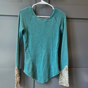 Free People Long Sleeve Top with Lace Arm Details